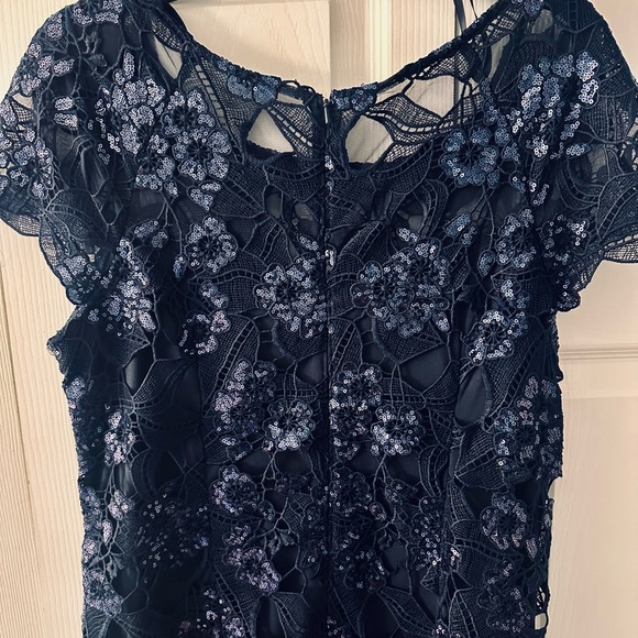 Xscape Navy Lace Gown - Picture 6 of 7